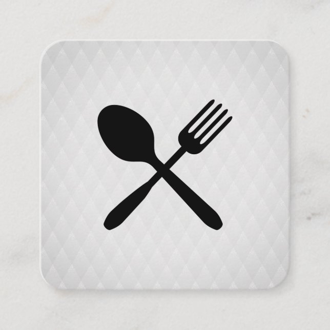 Cartão De Visita Quadrado Padrão de Diamante Chic do Silverware (Frente)