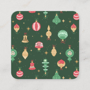 Cartão De Visita Quadrado Padrão de Enfeites de natal do estilo Vintage - Ve