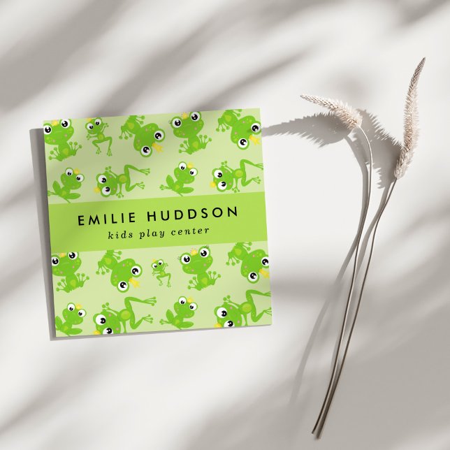 Cartão De Visita Quadrado Padrão de sapo, Centro de Reprodução de Crianças,  (Criador carregado)
