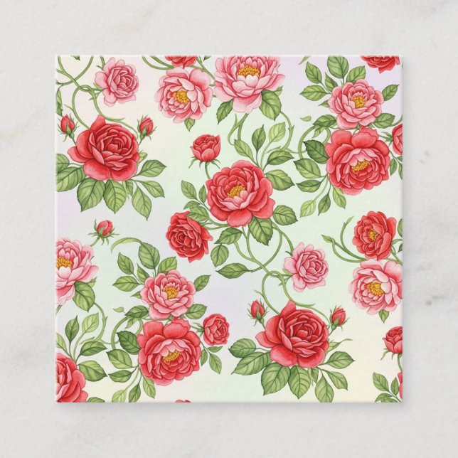 Cartão De Visita Quadrado Padrão floral uniforme altamente detalhado, vibran (Frente)