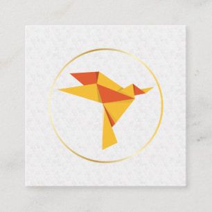 Cartão De Visita Quadrado Padrão Geométrico  Aves De Origami