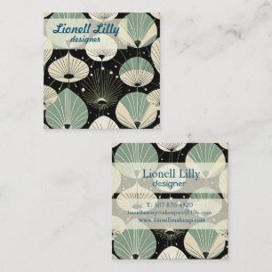 Cartão De Visita Quadrado Padrão Moderno Geométrico da Idade Atômica Retroat