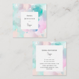 Cartão De Visita Quadrado Padrão pintado de Abstrato pastel moderno