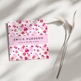 Cartão De Visita Quadrado Padrões De Corujas, Corujas Rosa, Compro De Animai