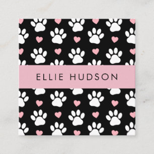 Cartão De Visita Quadrado Padrões De Patas, Cachorro, Cachorro-Walker, Compr