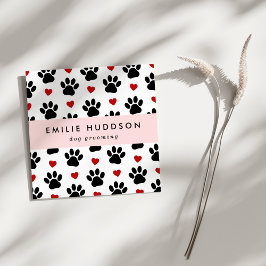 Cartão De Visita Quadrado Padrões De Patas, Cachorro, Cachorro-Walker, Compr