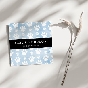 Cartão De Visita Quadrado Padrões De Patas, Cachorro, Cachorro-Walker, Compr