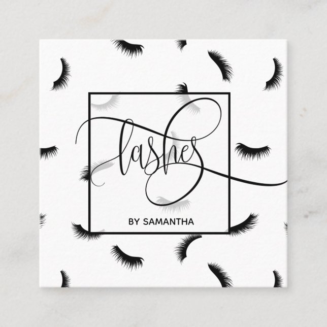 Cartão De Visita Quadrado Padrões de traços Muitas traças Eyelash Eyelash Ar (Frente)