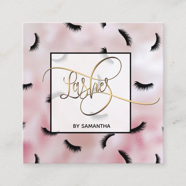 Cartão De Visita Quadrado Padrões de traços Muitas traças Eyelash Eyelash Ar (Frente)