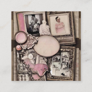 Cartão De Visita Quadrado Página do Scrapbook Pinado por Vintage