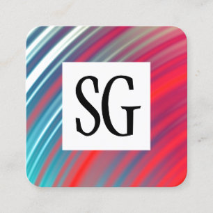 Cartão De Visita Quadrado Painel Quadrado - Iniciais - Anéis do Planeta Abst