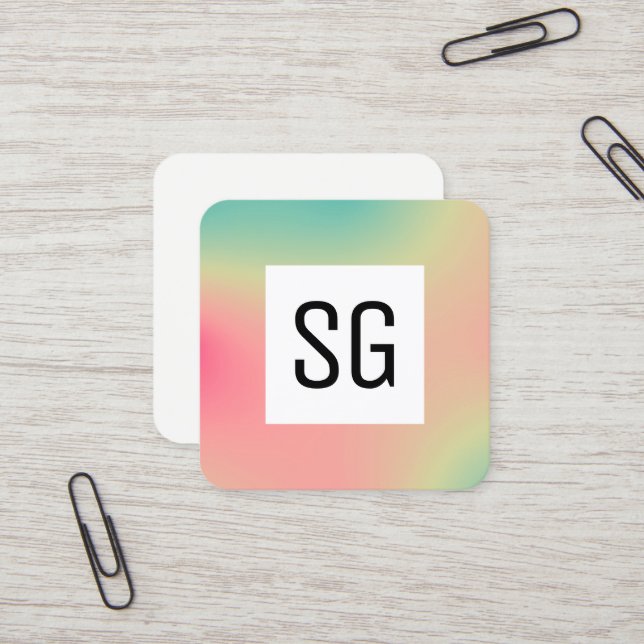 Cartão De Visita Quadrado Painel Quadrado - Iniciais - Quadrado Gradiente (Frente/Verso In Situ)