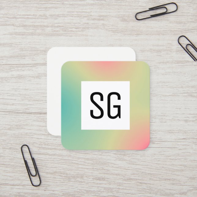 Cartão De Visita Quadrado Painel Quadrado - Iniciais - Quadrado Gradiente B (Frente/Verso In Situ)