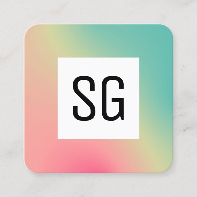 Cartão De Visita Quadrado Painel Quadrado - Iniciais - Quadrado Gradiente B (Frente)