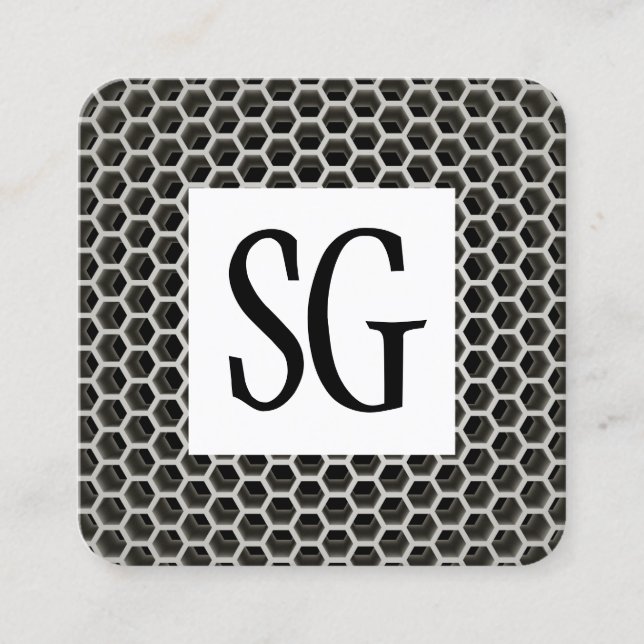Cartão De Visita Quadrado Painel Quadrado - Iniciais - Quente de Honeycomb (Frente)