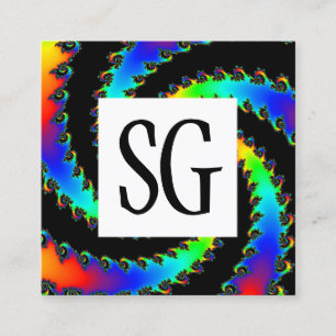 Cartão De Visita Quadrado Painel Quadrado - Iniciais - Vórtex Fractal 01