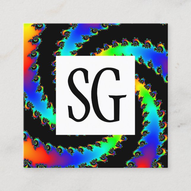 Cartão De Visita Quadrado Painel Quadrado - Iniciais - Vórtex Fractal 01 (Frente)