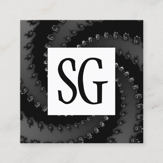 Cartão De Visita Quadrado Painel Quadrado - Iniciais - Vórtex Fractal 02 (Frente)