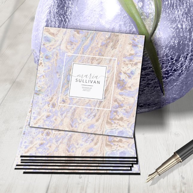 Cartão De Visita Quadrado Paint Flow Abstract Texture Lavender/Tan ID796 (Criador carregado)