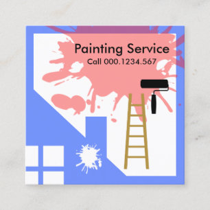 Cartão De Visita Quadrado Paint Splatter On Building