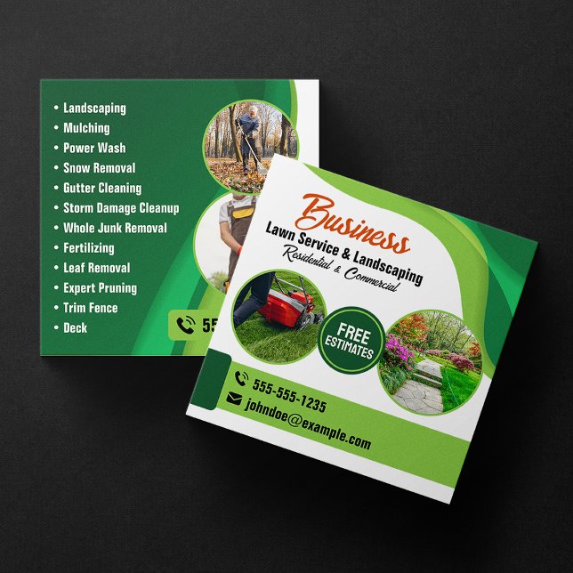 Cartão De Visita Quadrado Paisagem Verde e Laranja do Ministério Público (Criador carregado)