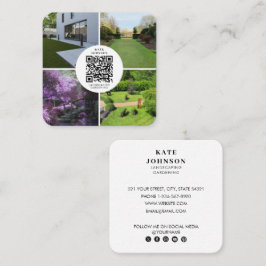Cartão De Visita Quadrado Paisagismo jardinagem Foto QR Code Mídia Social