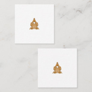 Cartão De Visita Quadrado Paisley Floral Art - Decor Laranja Boho