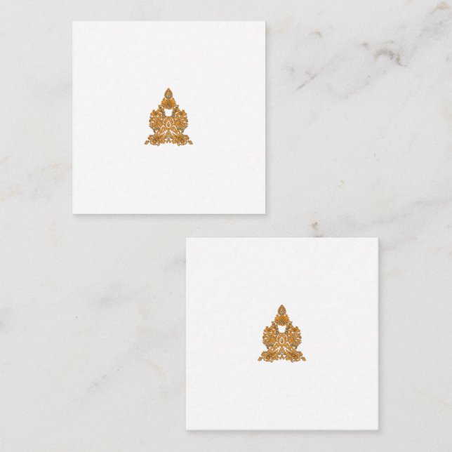 Cartão De Visita Quadrado Paisley Floral Art - Decor Laranja Boho (Frente/Verso)