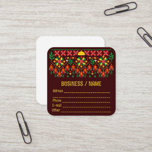 Cartão De Visita Quadrado Palestina Tatreez Embroderia Tradicional