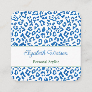 Cartão De Visita Quadrado Palm Beach Preppy Blue Green Print Stylist
