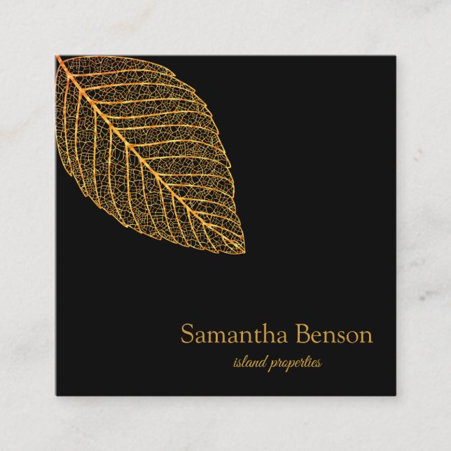 Cartão De Visita Quadrado Palm Deixa a Ilha Tropical Green & White Square (Frente)