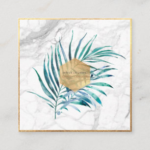 Cartão De Visita Quadrado PALM FRONDS PixDezines, FAUX DOURADO+MARBLE