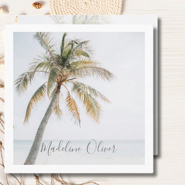 Cartão De Visita Quadrado Palm Tree Tropical QR Code Modern (Criador carregado)