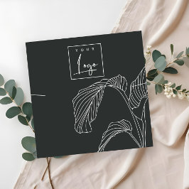 Cartão De Visita Quadrado Palma Branca Negra Deixa O Colar De Desenho