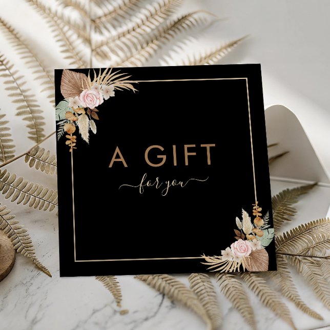 Cartão De Visita Quadrado Pampas Negras Grass Palm Seco Beleza Floral Salão (Criador carregado)