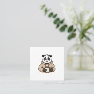 Cartão De Visita Quadrado Panda Café Desenho Animado Muito Cansado Para Func