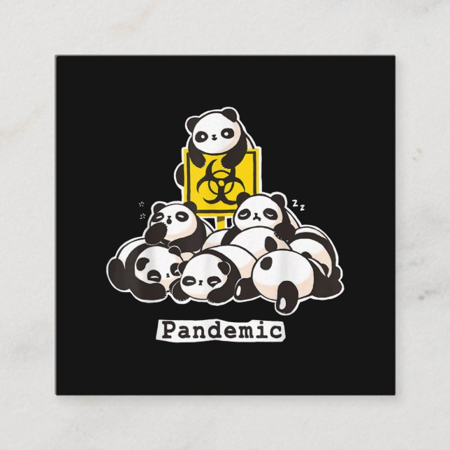 Cartão De Visita Quadrado Panda Lovers | Pandemia Engraçada De Panda (Frente)