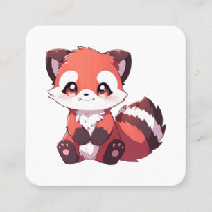 Cartão De Visita Quadrado panda vermelho fofo