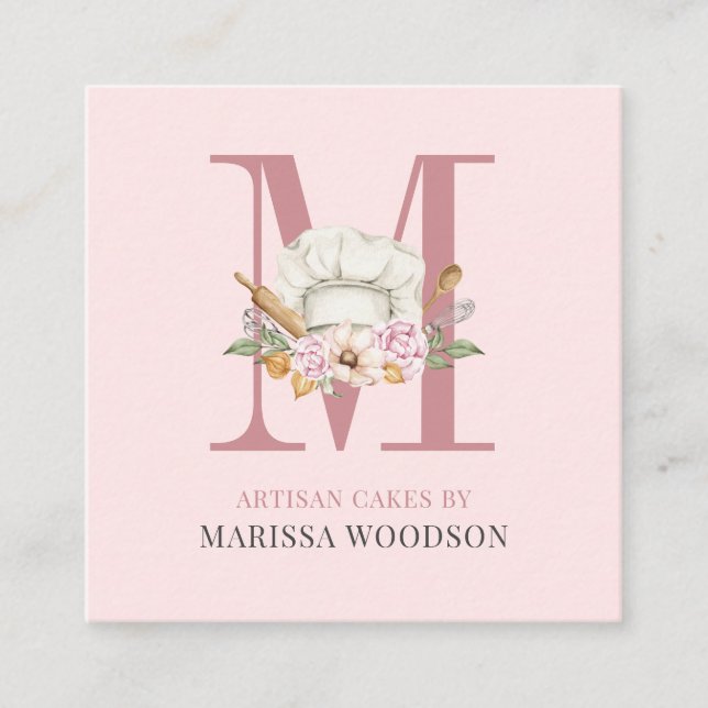 Cartão De Visita Quadrado Paneleiras de padaria de pastelaria Ferramentas Qu (Frente)