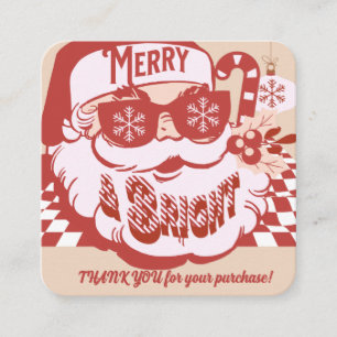 Cartão De Visita Quadrado Papai Noel Retro Alegre Natal Obrigado