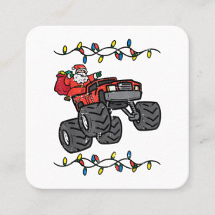 Cartão De Visita Quadrado Papais noeis de Natal Monster Truck Boys Toddler Y