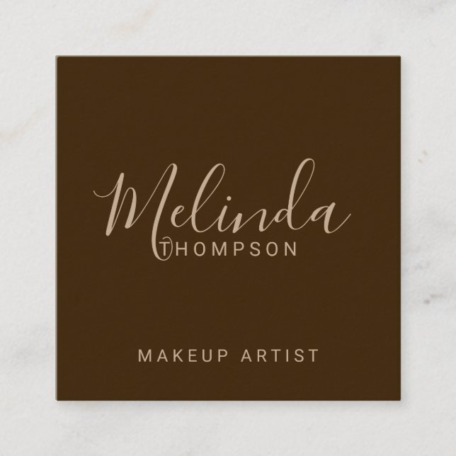 Cartão De Visita Quadrado Papel Kraft de Script Moderno Profissional (Frente)