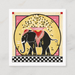 Cartão De Visita Quadrado Parada do elefante no amarelo