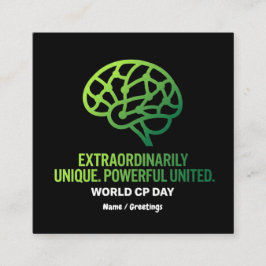 Cartão De Visita Quadrado Paralisia Cerebral Extraordinariamente Única e Uni