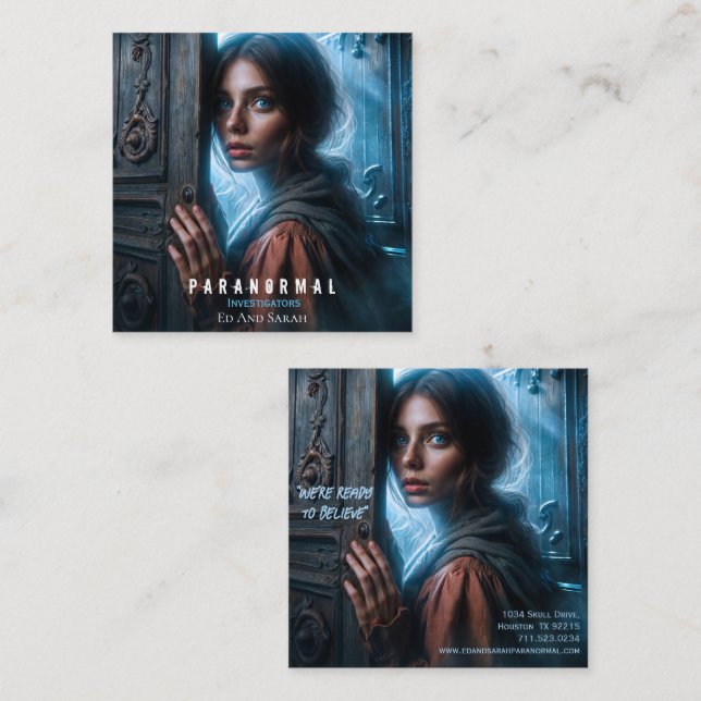 Cartão De Visita Quadrado Paranormal Investigador A Assombração (Frente/Verso)