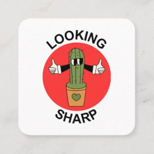 Cartão De Visita Quadrado Parecendo Sharp Cactus Pun