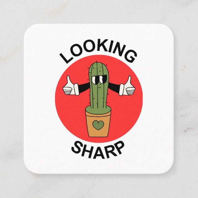 Cartão De Visita Quadrado Parecendo Sharp Cactus Pun (Frente)