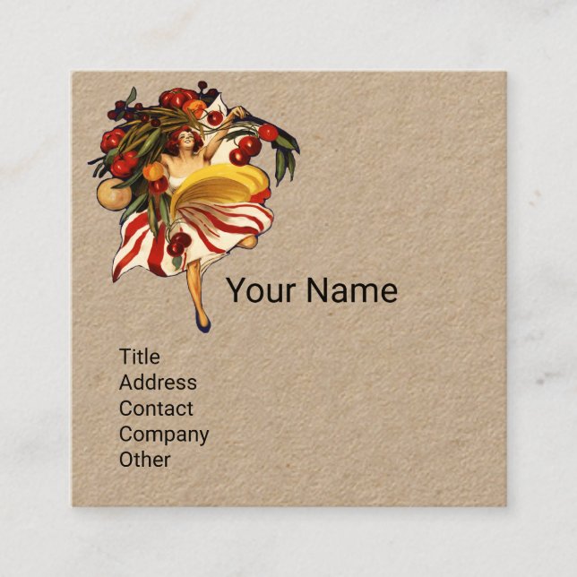 Cartão De Visita Quadrado PARTIDO ESPAGHETTI ITALIANO KITCHEN TOMATOES Kraft (Frente)