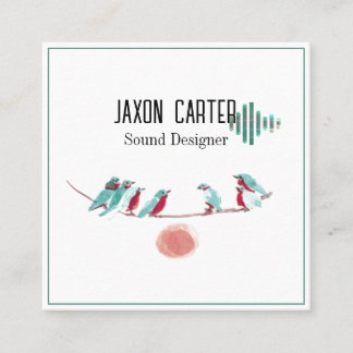 Cartão De Visita Quadrado Pássaro cantando placa