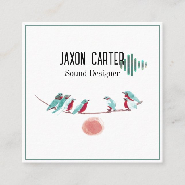 Cartão De Visita Quadrado Pássaro cantando placa (Frente)